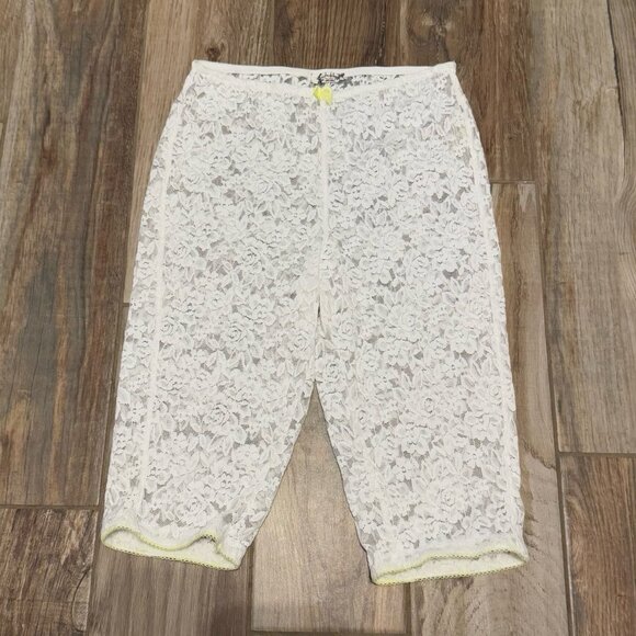 Free People Intimately Womens Ivory Floral Pull On All Day Lace Capri Pants - Picture 4 of 4